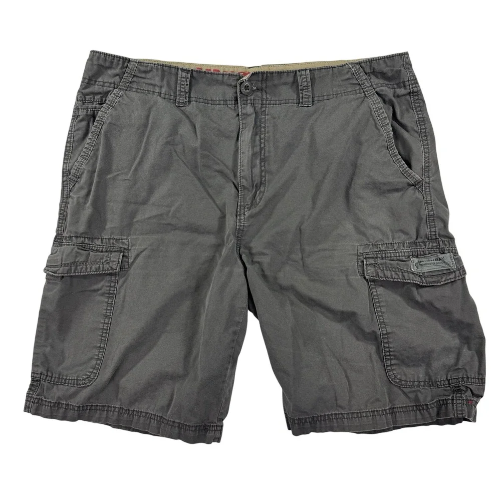 Unionbay Cargo Shorts Men 38 Grey Cotton Multi Pocket Casual Utility Hiking